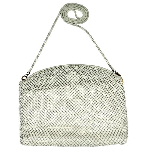 La Regale Vintage 70s Off White Mesh Chainmail Omega Chain Crossbody Bag Handbag - Picture 1 of 11
